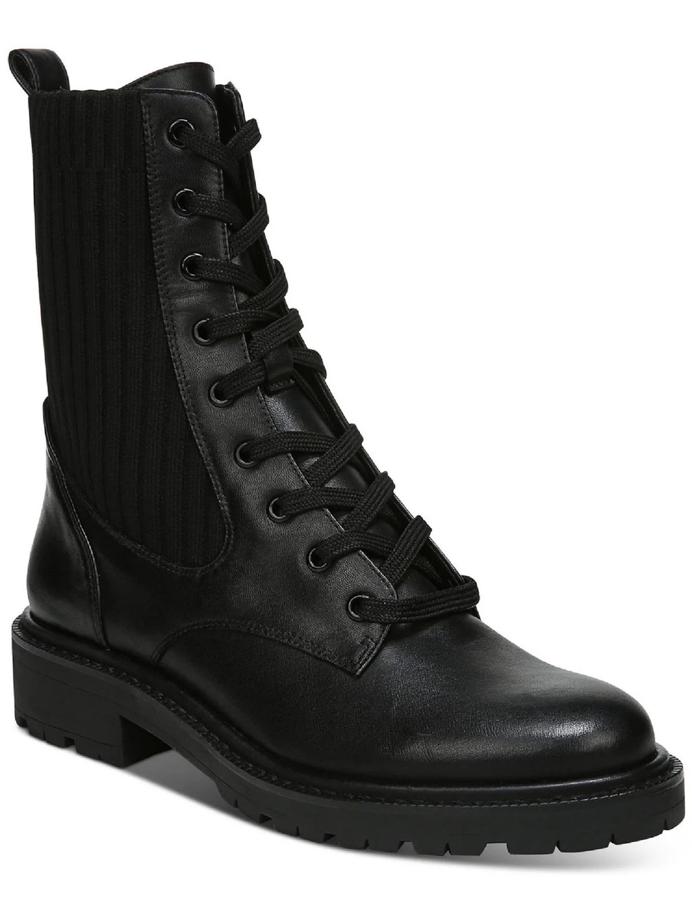 Sam Edelman Lydell Black Leather Lace Up Combat Boots